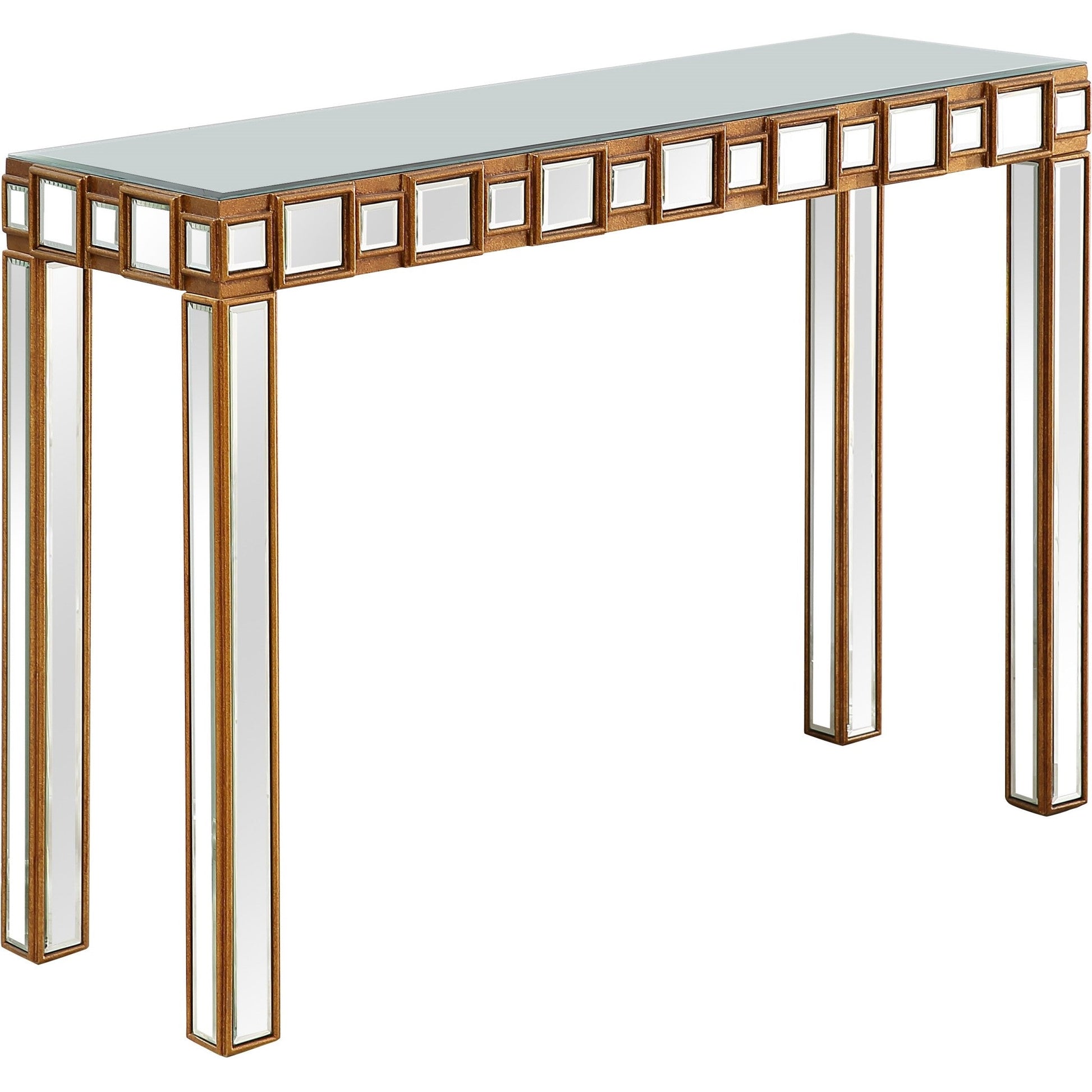 HomeRoots Square Reflective Mirror and Console Table