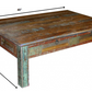 HomeRoots Square Wooden Coffee Table With Distressed Wood Finish