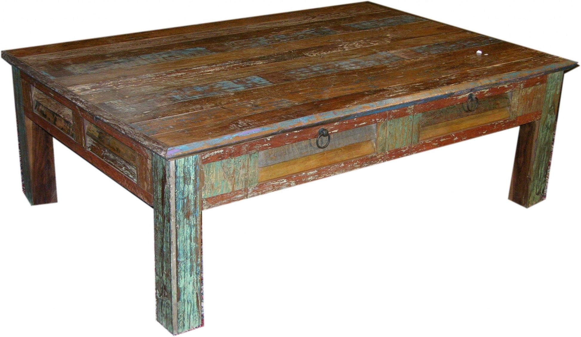 HomeRoots Square Wooden Coffee Table With Distressed Wood Finish