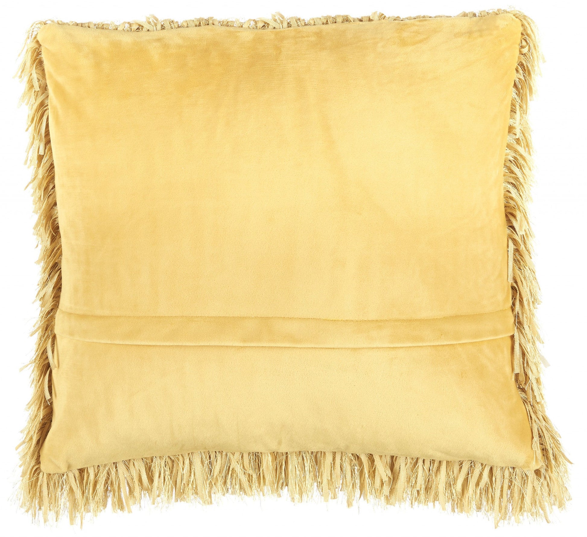 HomeRoots Square Yellow Shag Throw Pillow