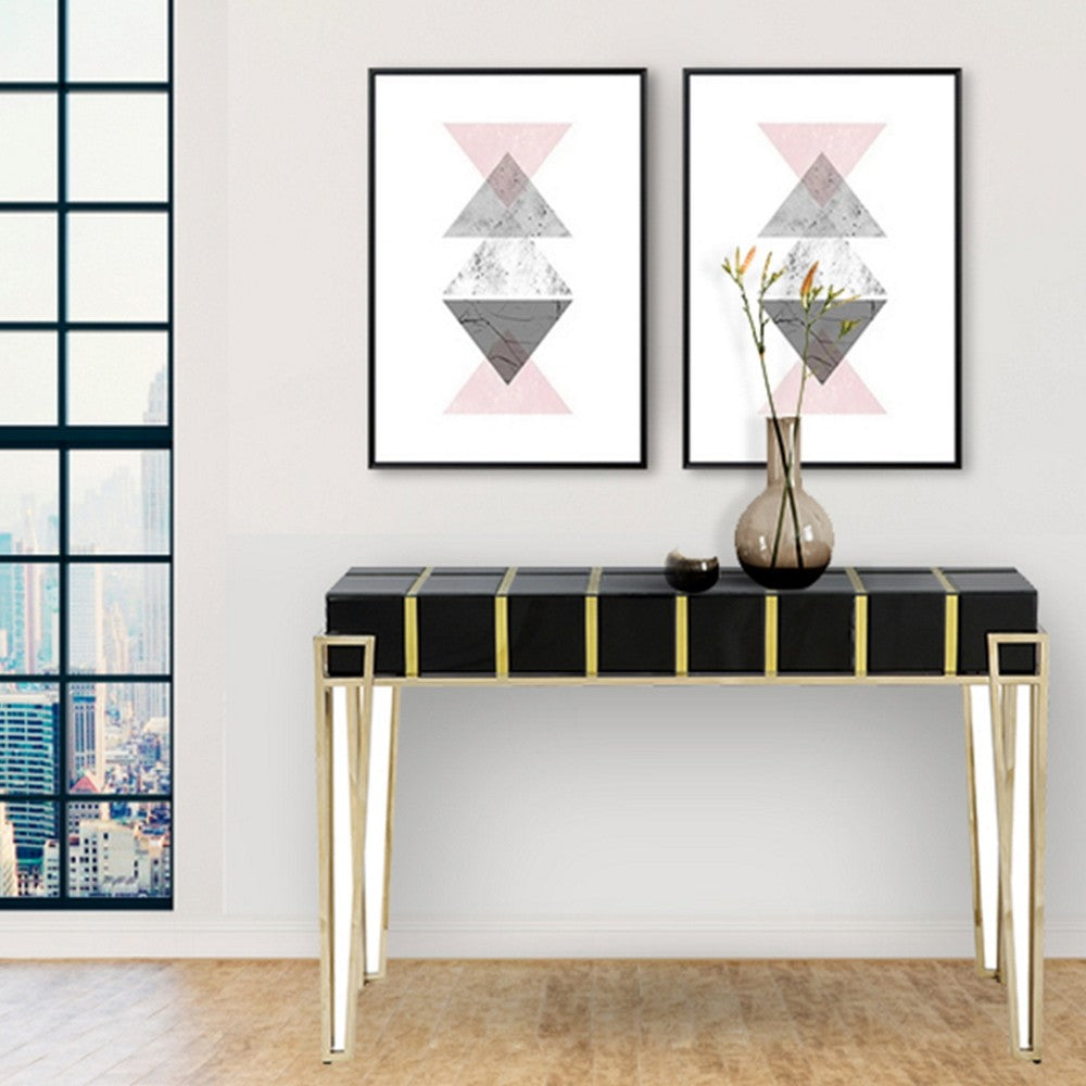 HomeRoots Squared Console Table With Gold and Black Finish