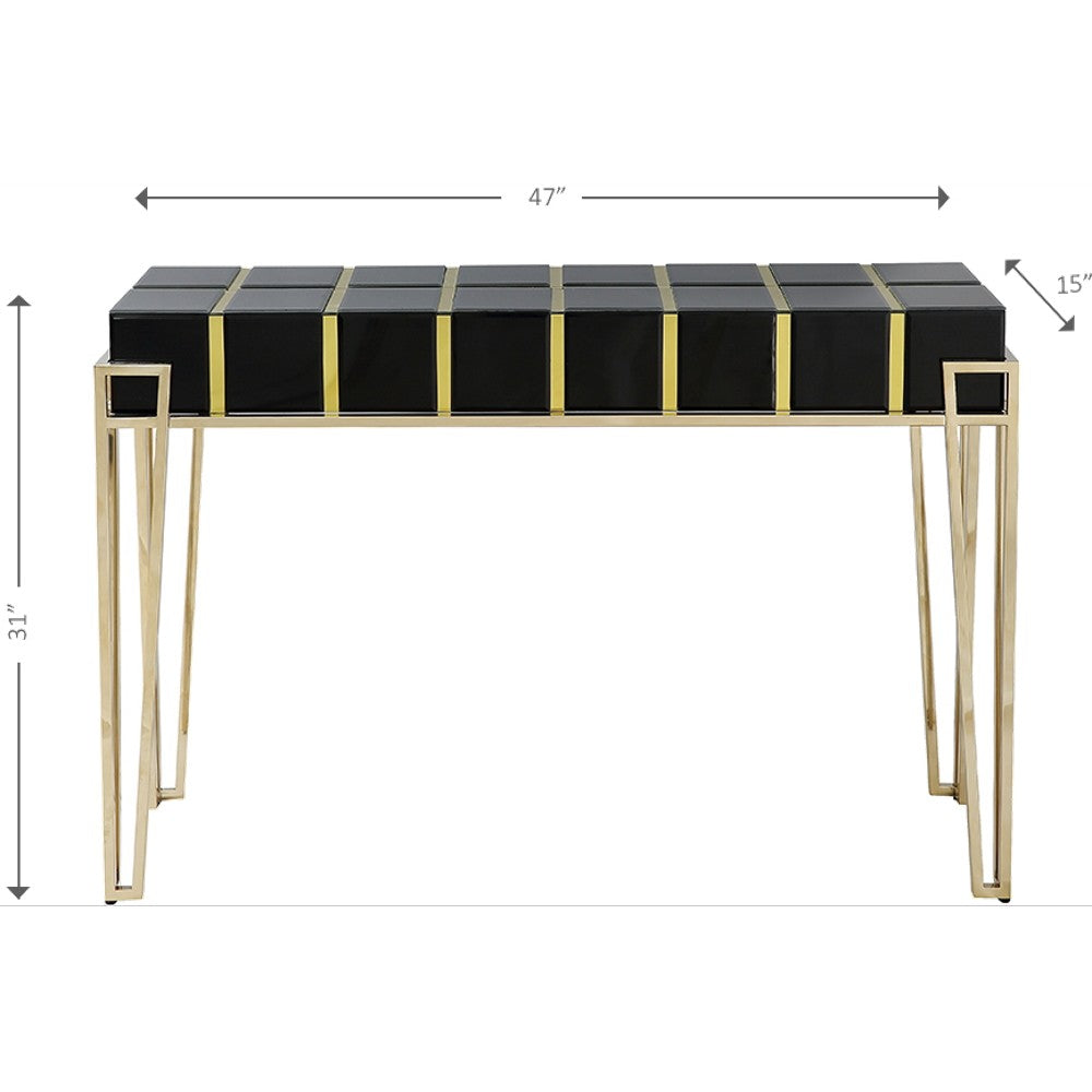 HomeRoots Squared Console Table With Gold and Black Finish