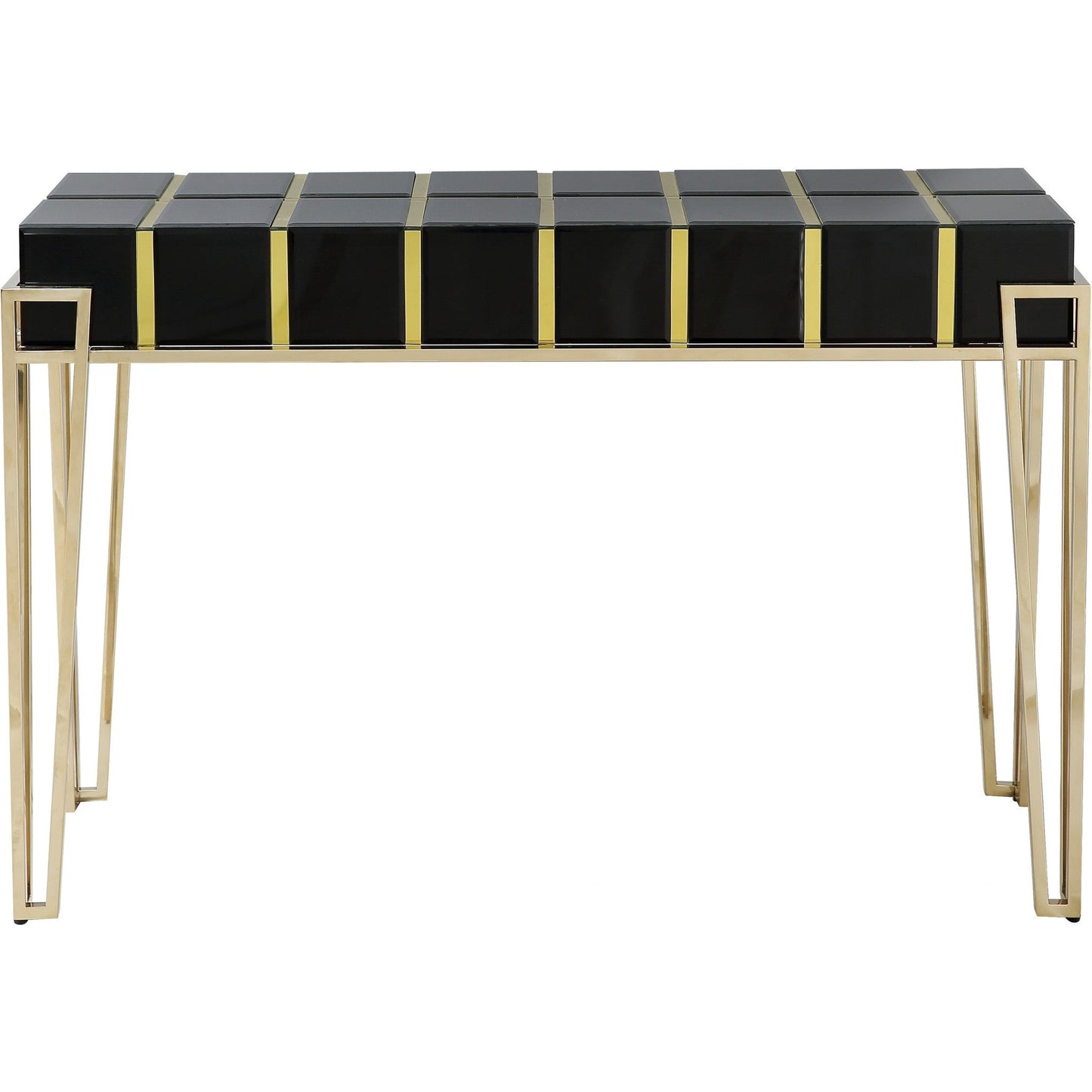 HomeRoots Squared Console Table With Gold and Black Finish