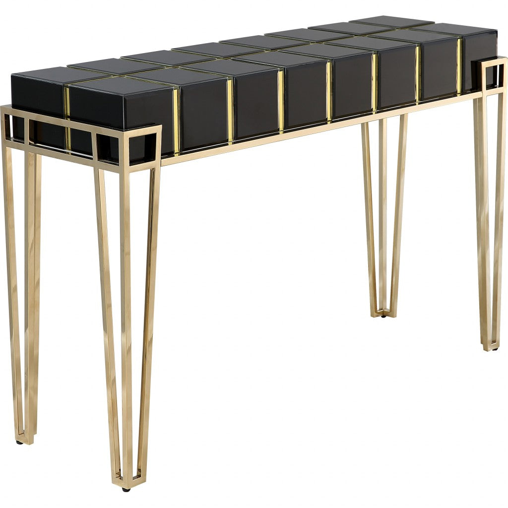 HomeRoots Squared Console Table With Gold and Black Finish