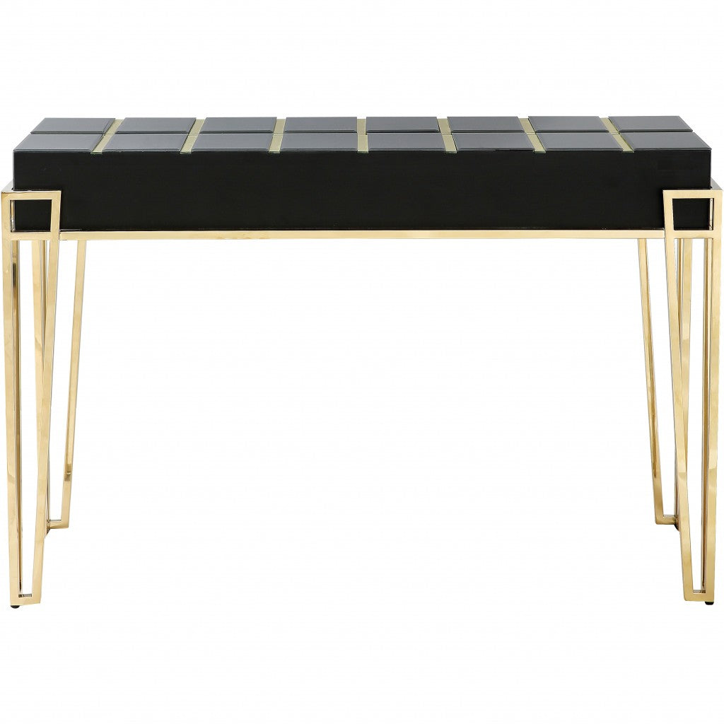 HomeRoots Squared Console Table With Gold and Black Finish