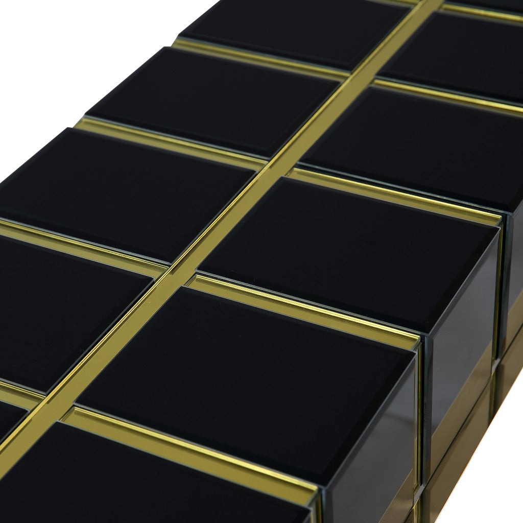 HomeRoots Squared Console Table With Gold and Black Finish