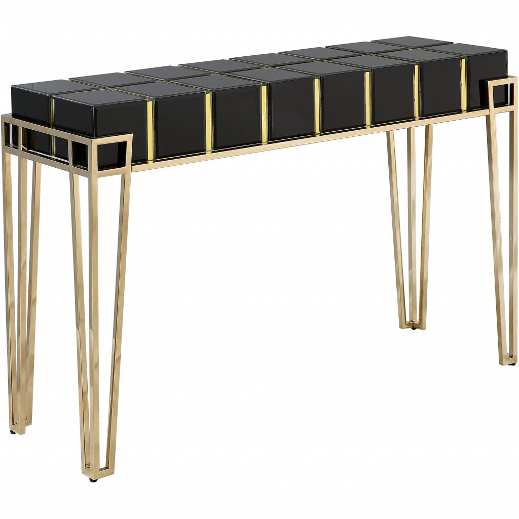 HomeRoots Squared Console Table With Gold and Black Finish