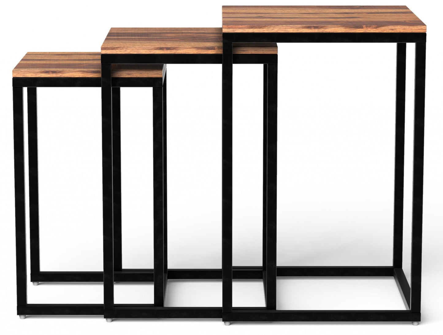 HomeRoots Squared Off Natural Wood Nesting End Tables in Set of 3