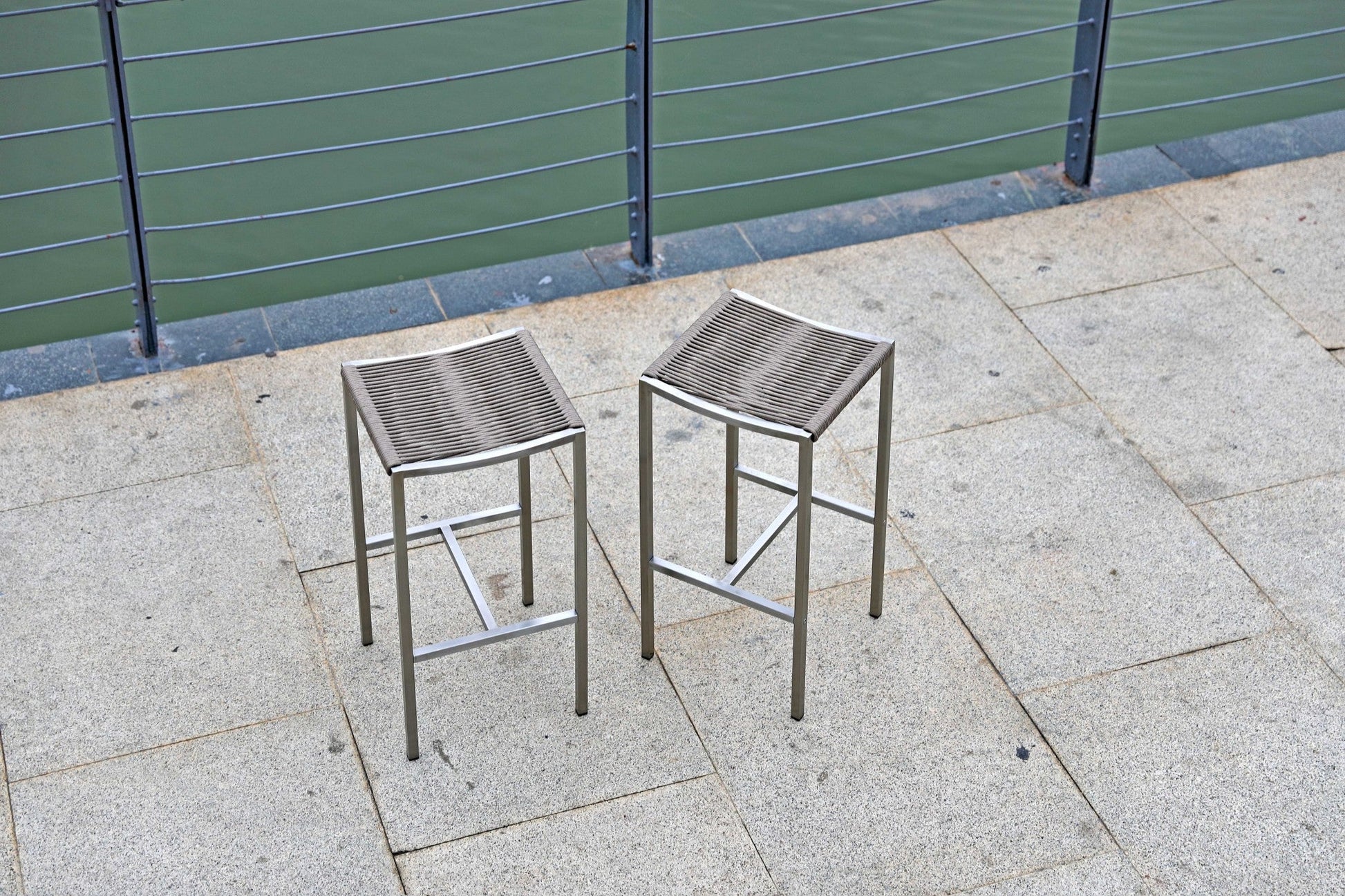 HomeRoots Stainless Steel Square Bar Stool in Set of 4