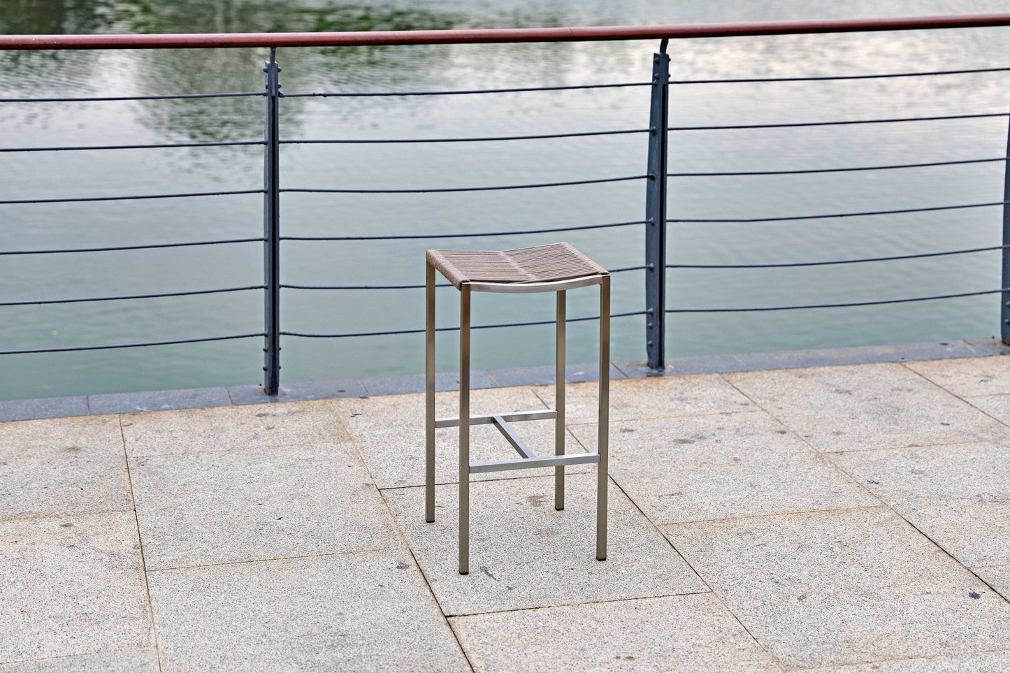HomeRoots Stainless Steel Square Bar Stool in Set of 4