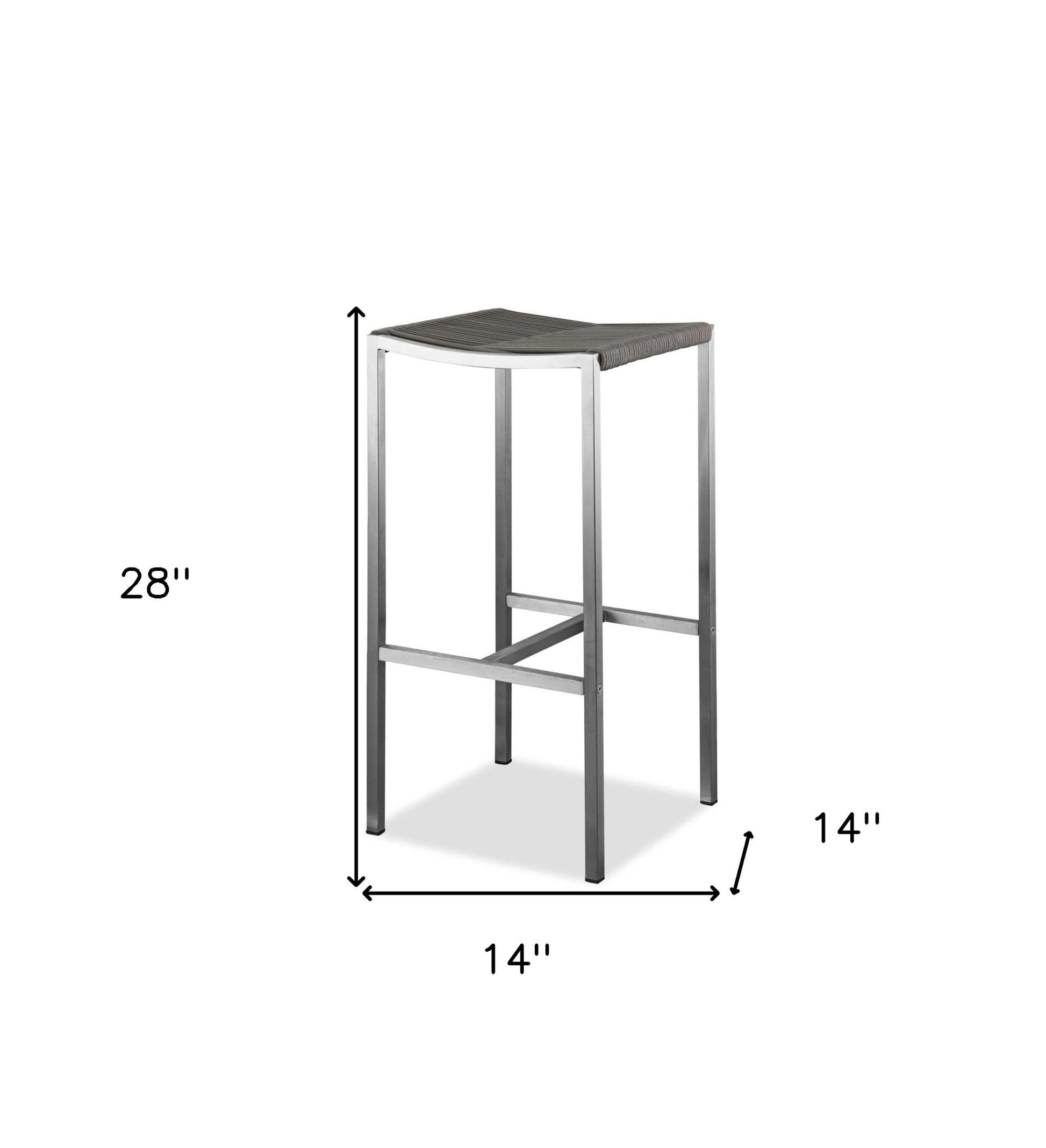 HomeRoots Stainless Steel Square Bar Stool in Set of 4