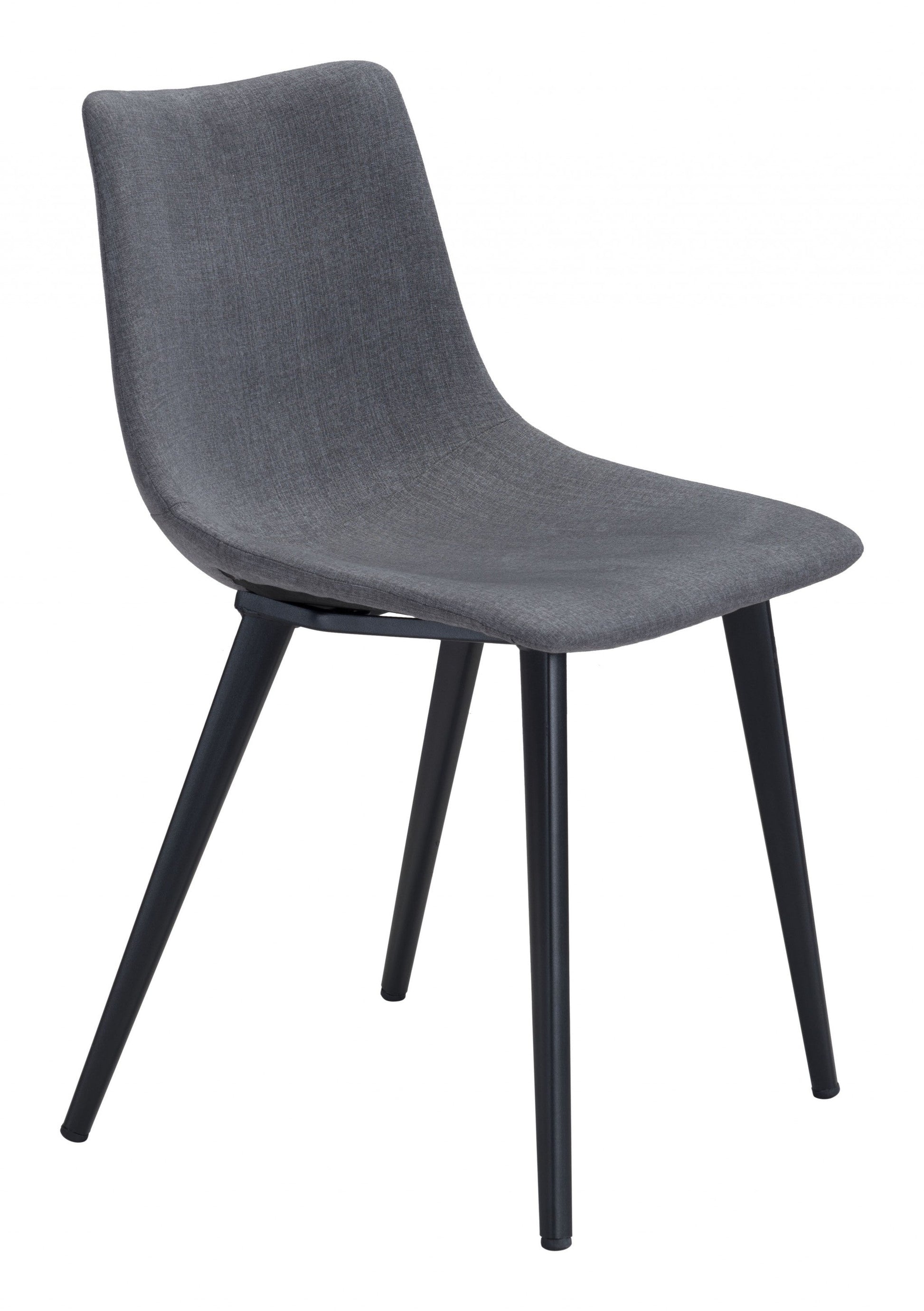 HomeRoots Steel Gray And Black Slight Scoop Dining Chairs in Set of 2