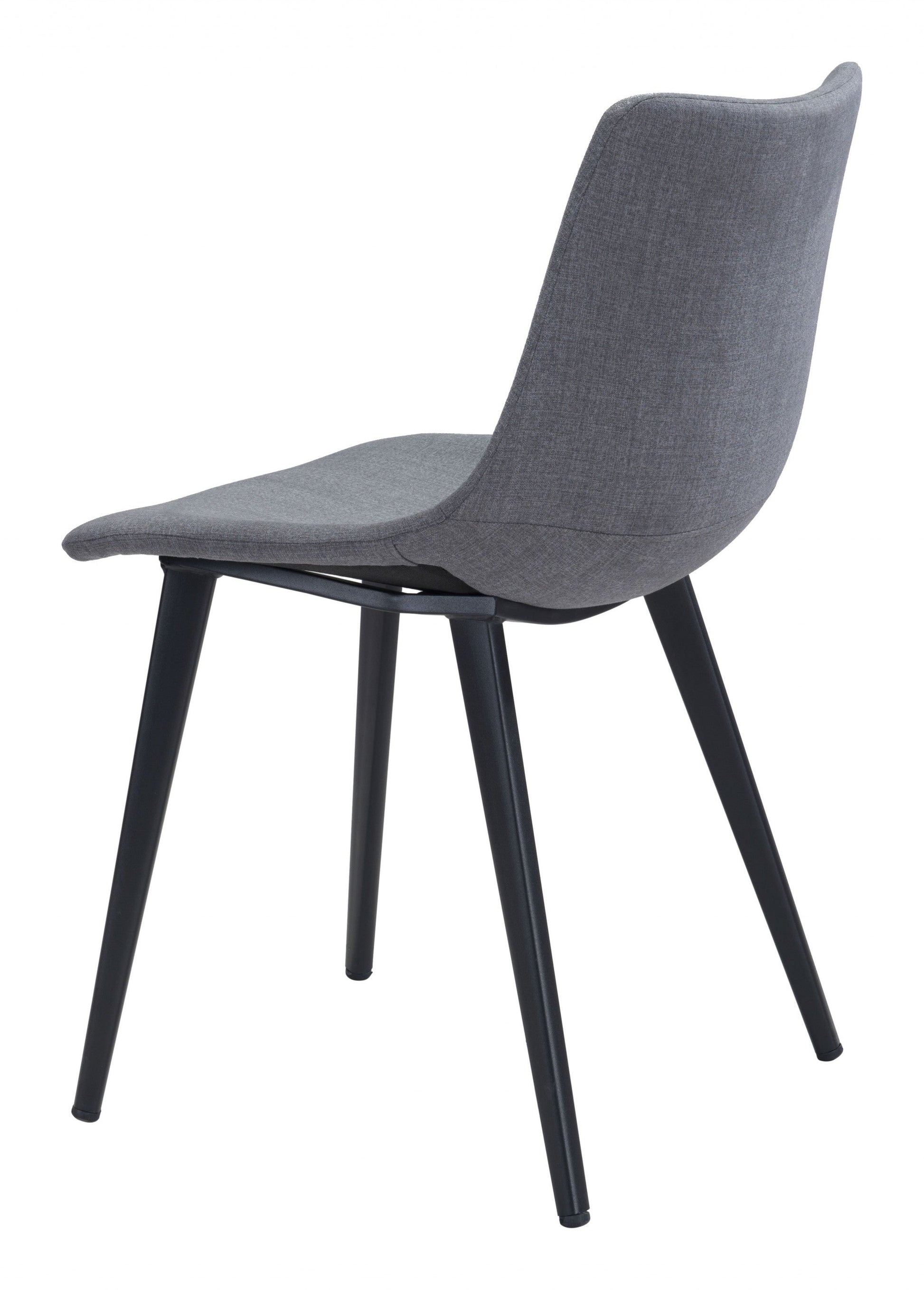HomeRoots Steel Gray And Black Slight Scoop Dining Chairs in Set of 2
