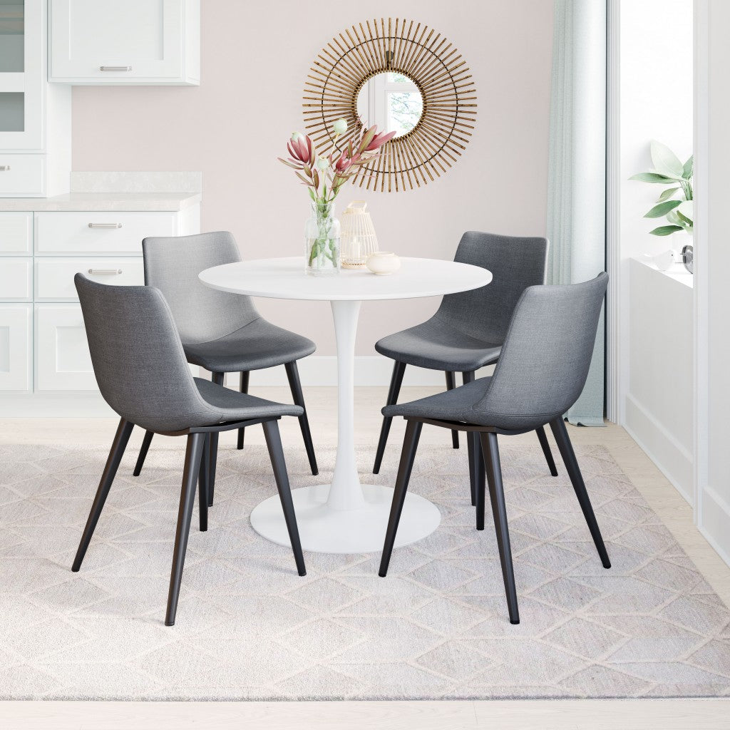 HomeRoots Steel Gray And Black Slight Scoop Dining Chairs in Set of 2