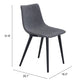 HomeRoots Steel Gray And Black Slight Scoop Dining Chairs in Set of 2