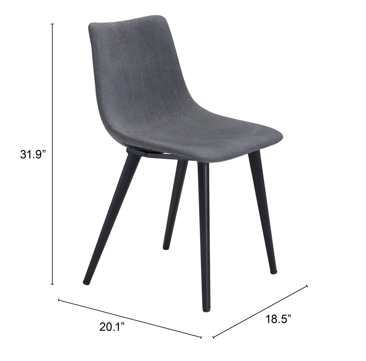HomeRoots Steel Gray And Black Slight Scoop Dining Chairs in Set of 2