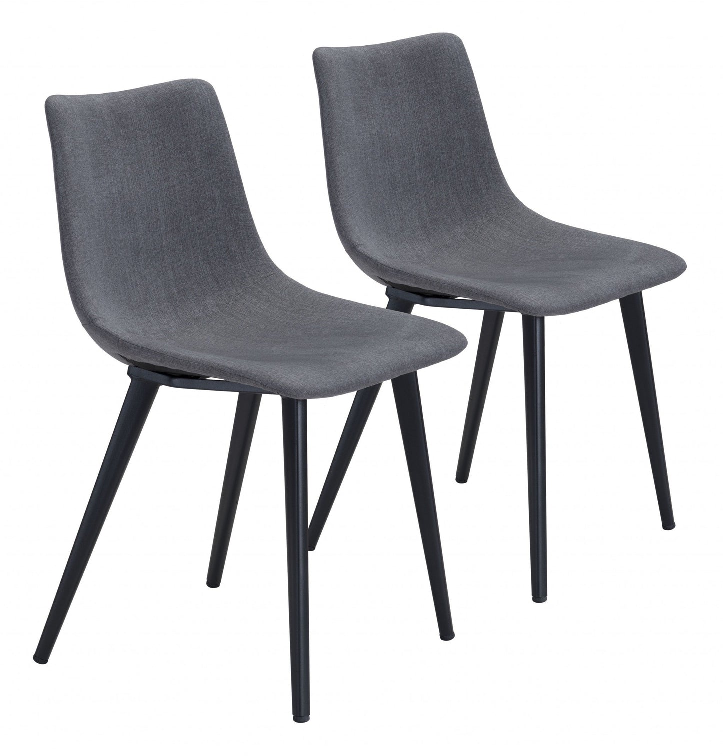 HomeRoots Steel Gray And Black Slight Scoop Dining Chairs in Set of 2