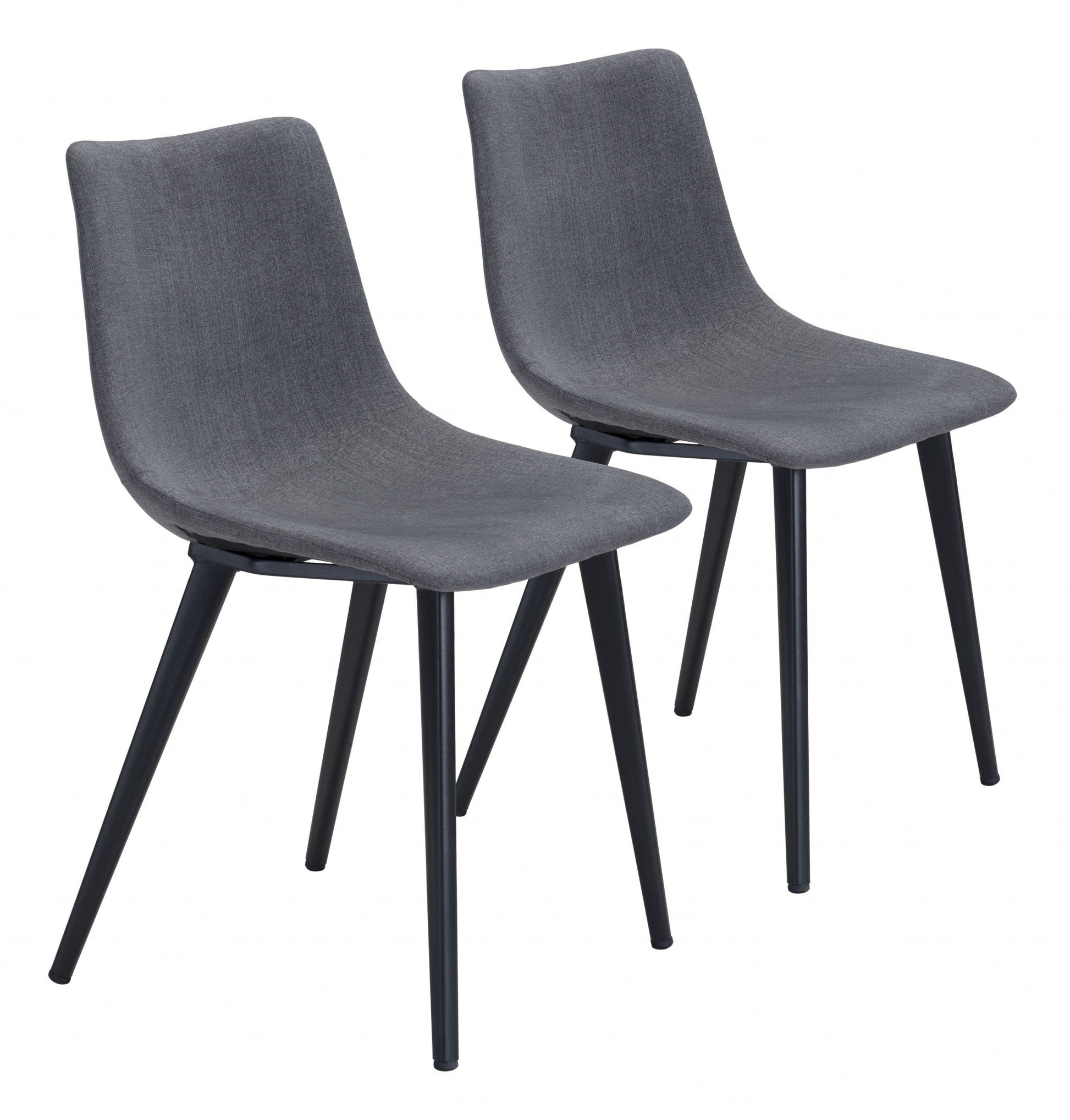 HomeRoots Steel Gray And Black Slight Scoop Dining Chairs in Set of 2