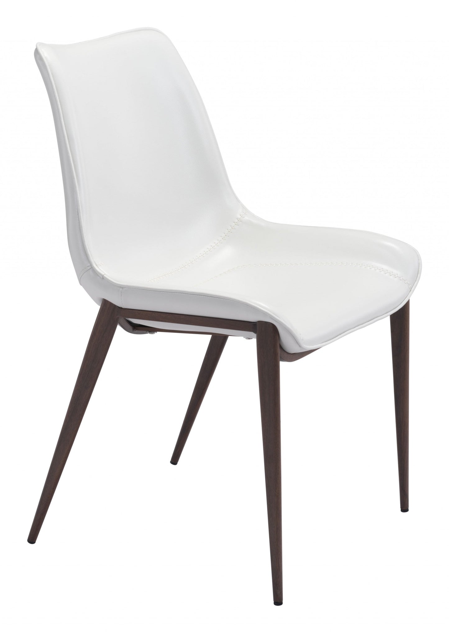 HomeRoots Stich White Faux Leather Side or Dining Chairs in Set of 2