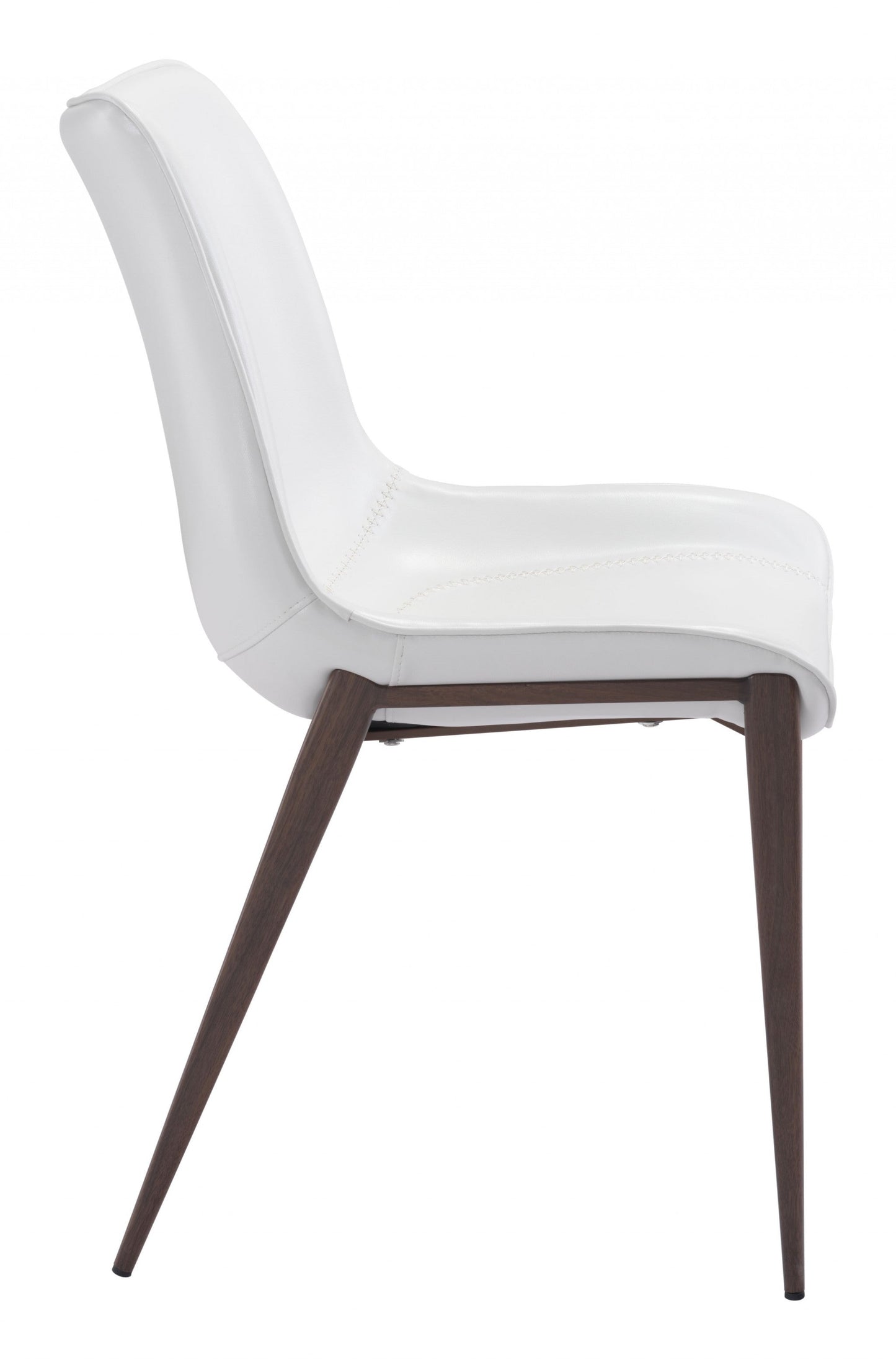 HomeRoots Stich White Faux Leather Side or Dining Chairs in Set of 2