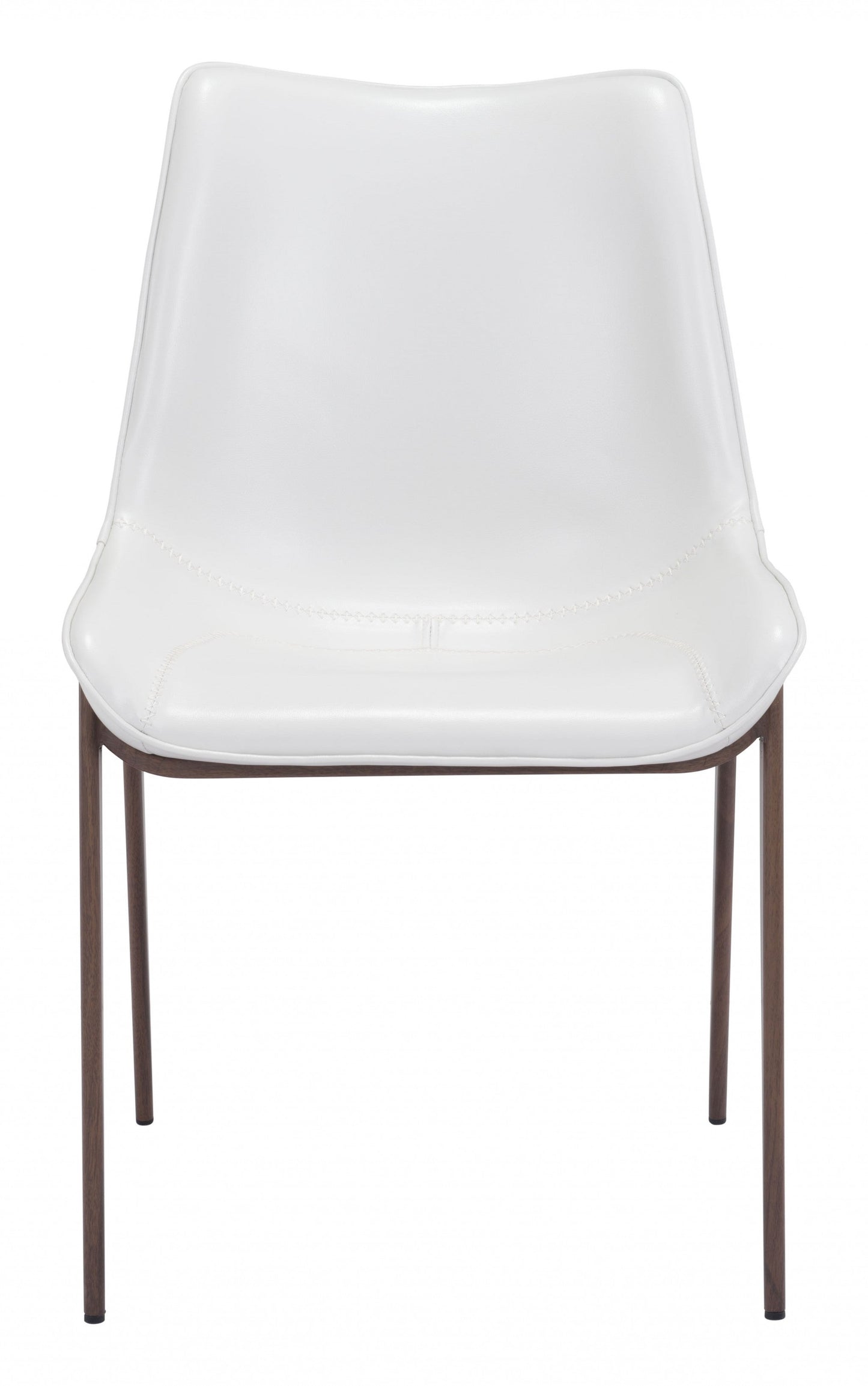 HomeRoots Stich White Faux Leather Side or Dining Chairs in Set of 2