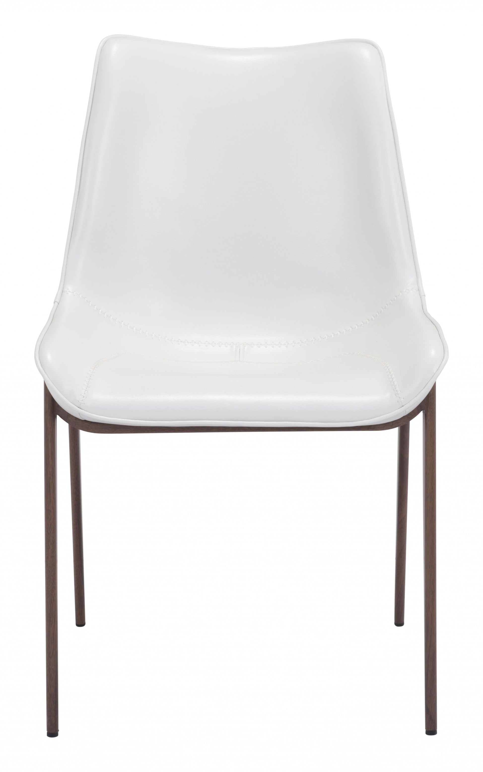 HomeRoots Stich White Faux Leather Side or Dining Chairs in Set of 2