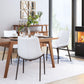 HomeRoots Stich White Faux Leather Side or Dining Chairs in Set of 2