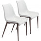 HomeRoots Stich White Faux Leather Side or Dining Chairs in Set of 2