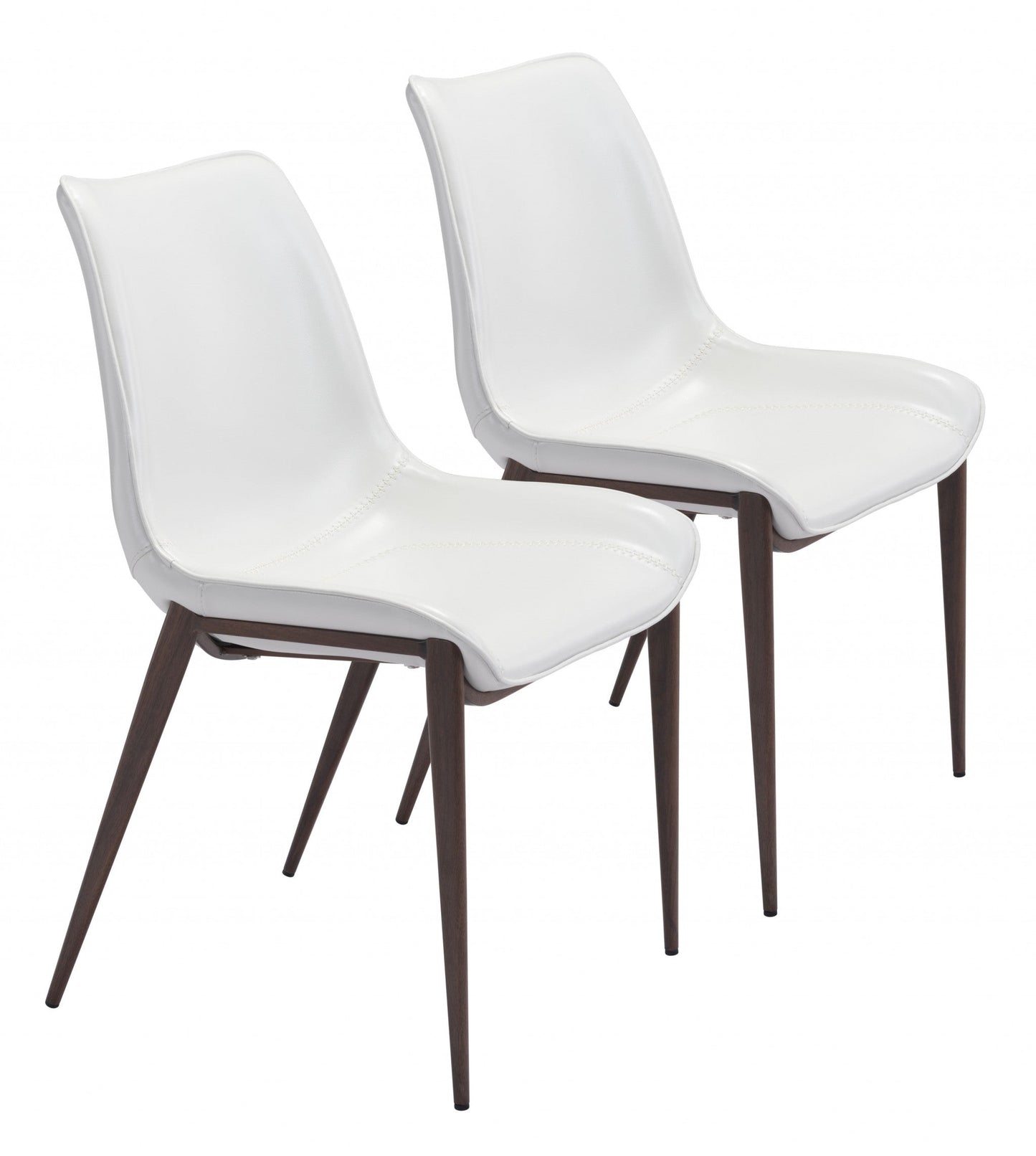 HomeRoots Stich White Faux Leather Side or Dining Chairs in Set of 2