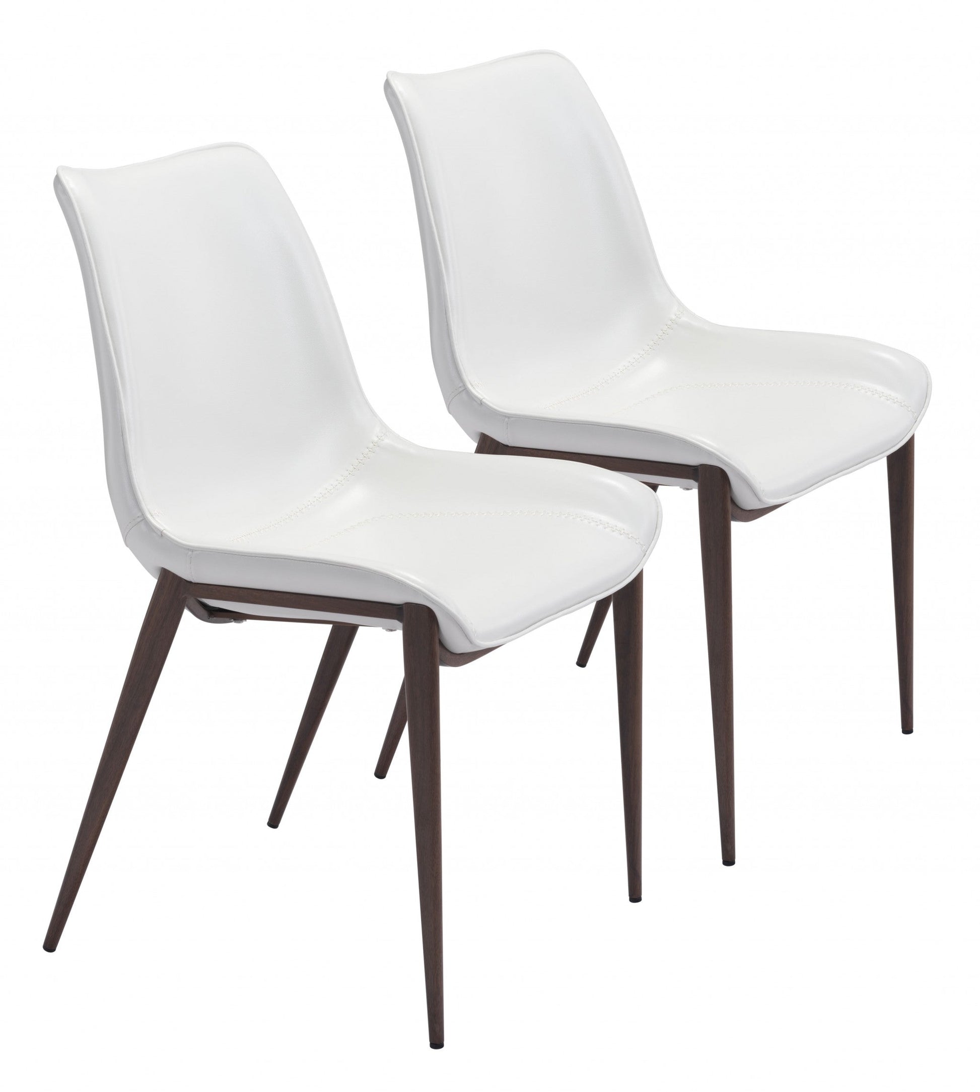HomeRoots Stich White Faux Leather Side or Dining Chairs in Set of 2