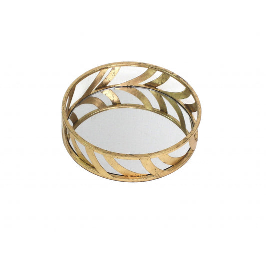 HomeRoots Streamline Mirror Tray In Gold Finish