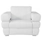 HomeRoots Stripe Top Grade Italian Leather Chair in Winter White Finish