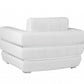 HomeRoots Stripe Top Grade Italian Leather Chair in Winter White Finish