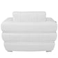 HomeRoots Stripe Top Grade Italian Leather Chair in Winter White Finish