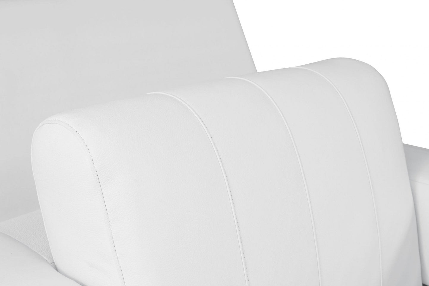 HomeRoots Stripe Top Grade Italian Leather Chair in Winter White Finish