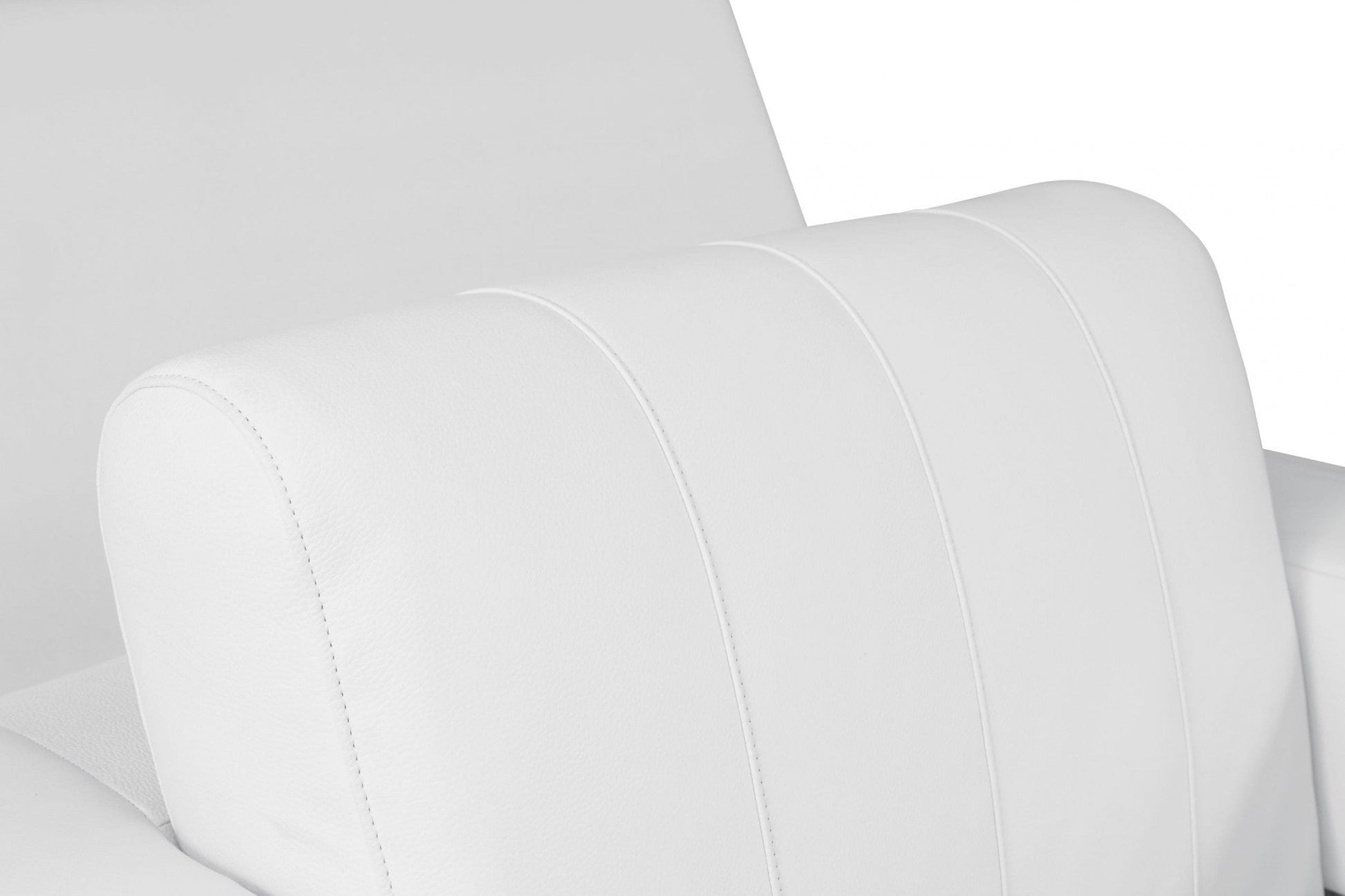 HomeRoots Stripe Top Grade Italian Leather Chair in Winter White Finish