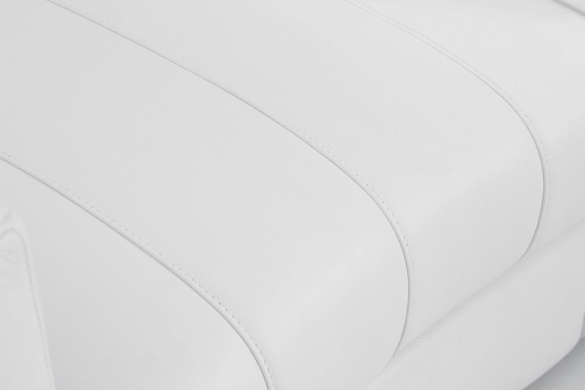 HomeRoots Stripe Top Grade Italian Leather Chair in Winter White Finish