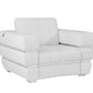 HomeRoots Stripe Top Grade Italian Leather Chair in Winter White Finish