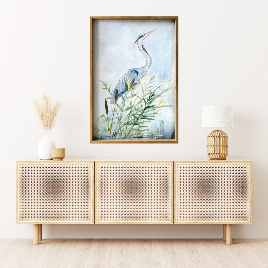 HomeRoots Stunning Heron Wooden Framed Canvas Wall Art