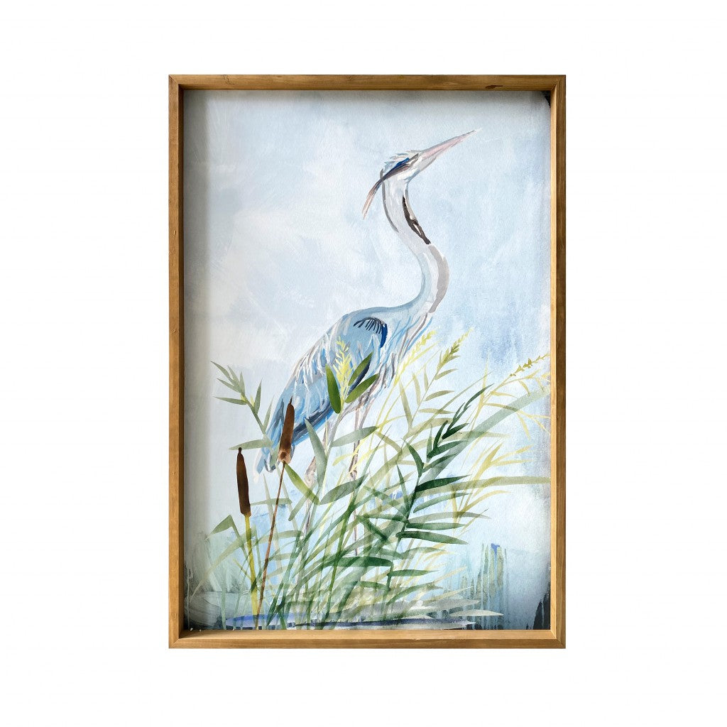 HomeRoots Stunning Heron Wooden Framed Canvas Wall Art