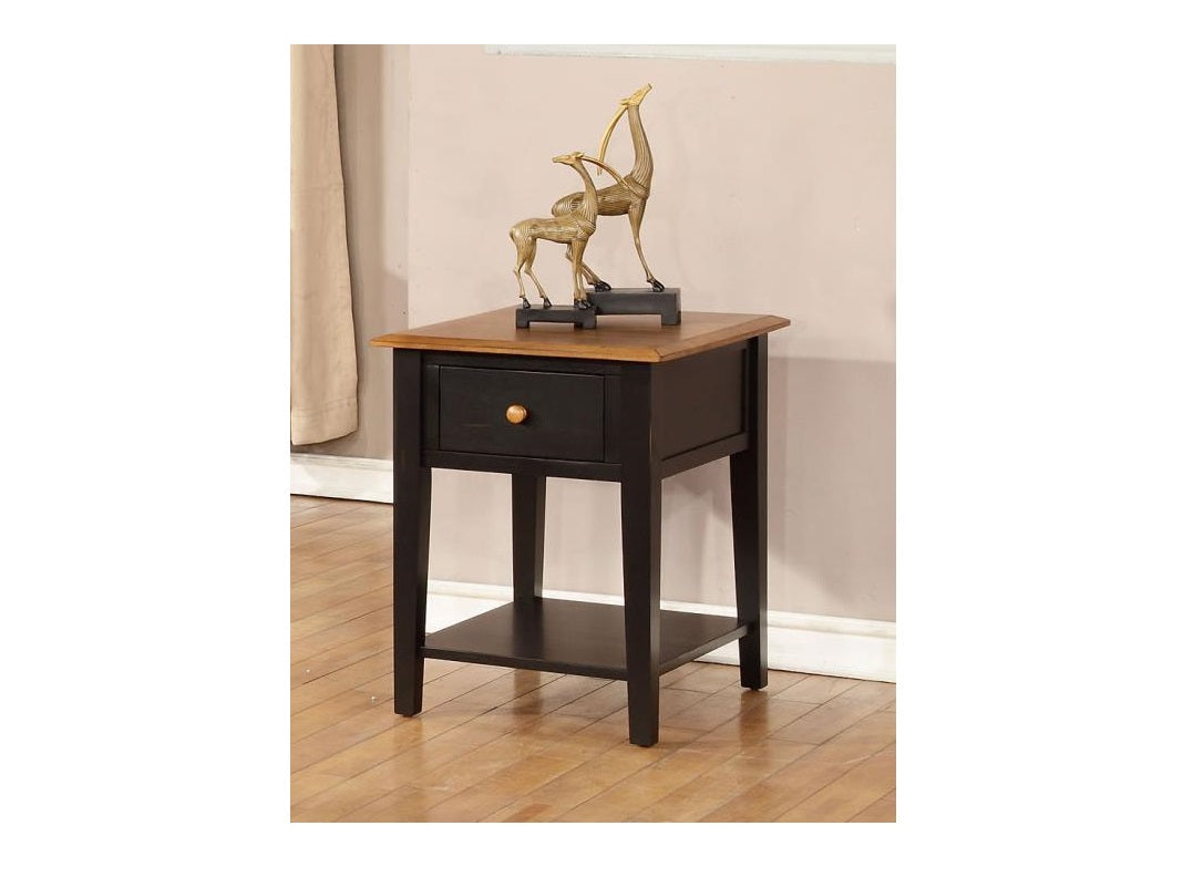 HomeRoots Stylish Black And Golden Brown Wooden End Table