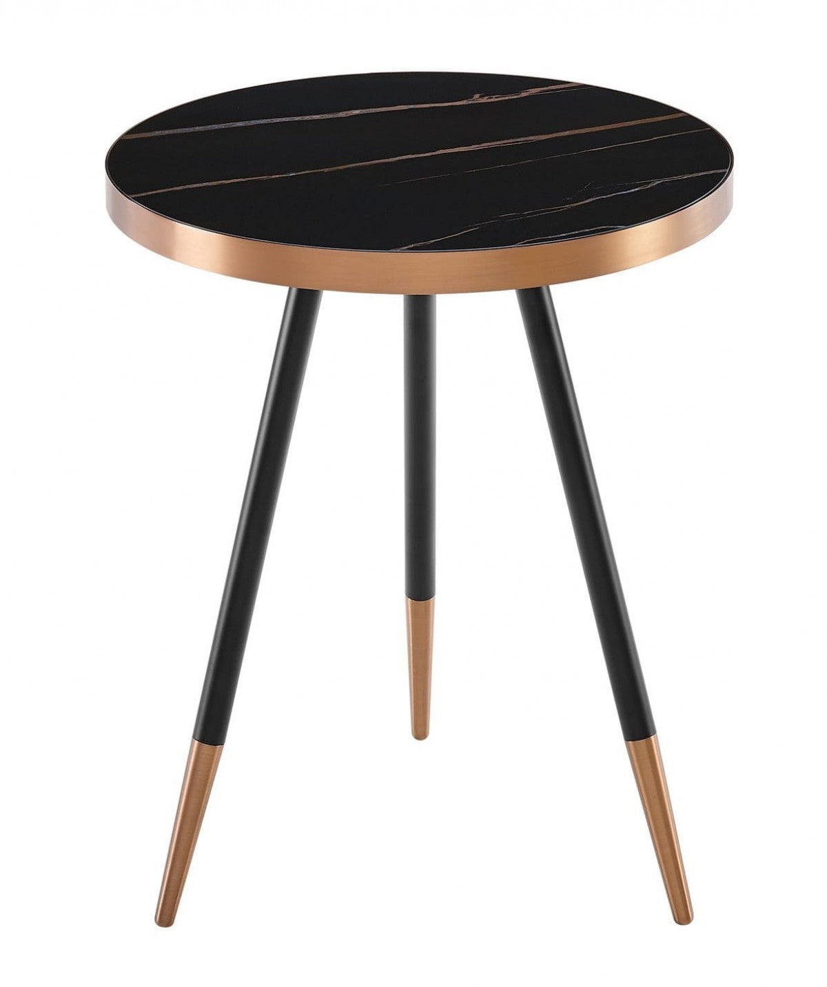 HomeRoots Stylish Black Ceramic and Rose Gold Side or End Table