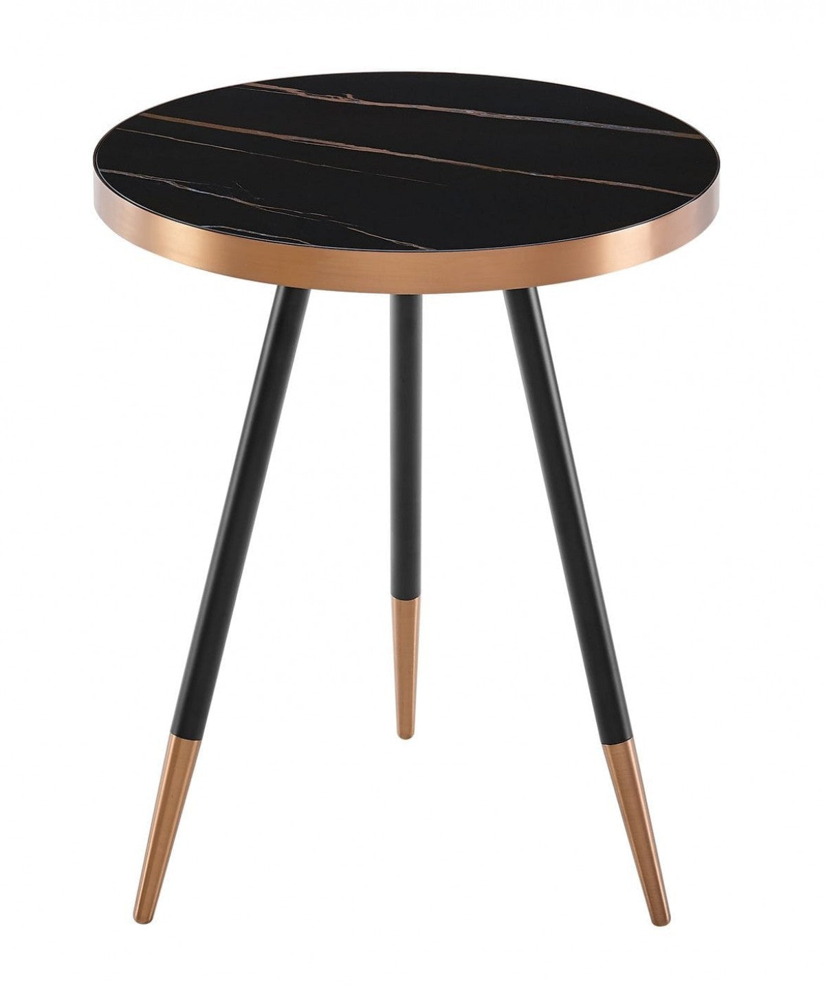 HomeRoots Stylish Black Ceramic and Rose Gold Side or End Table