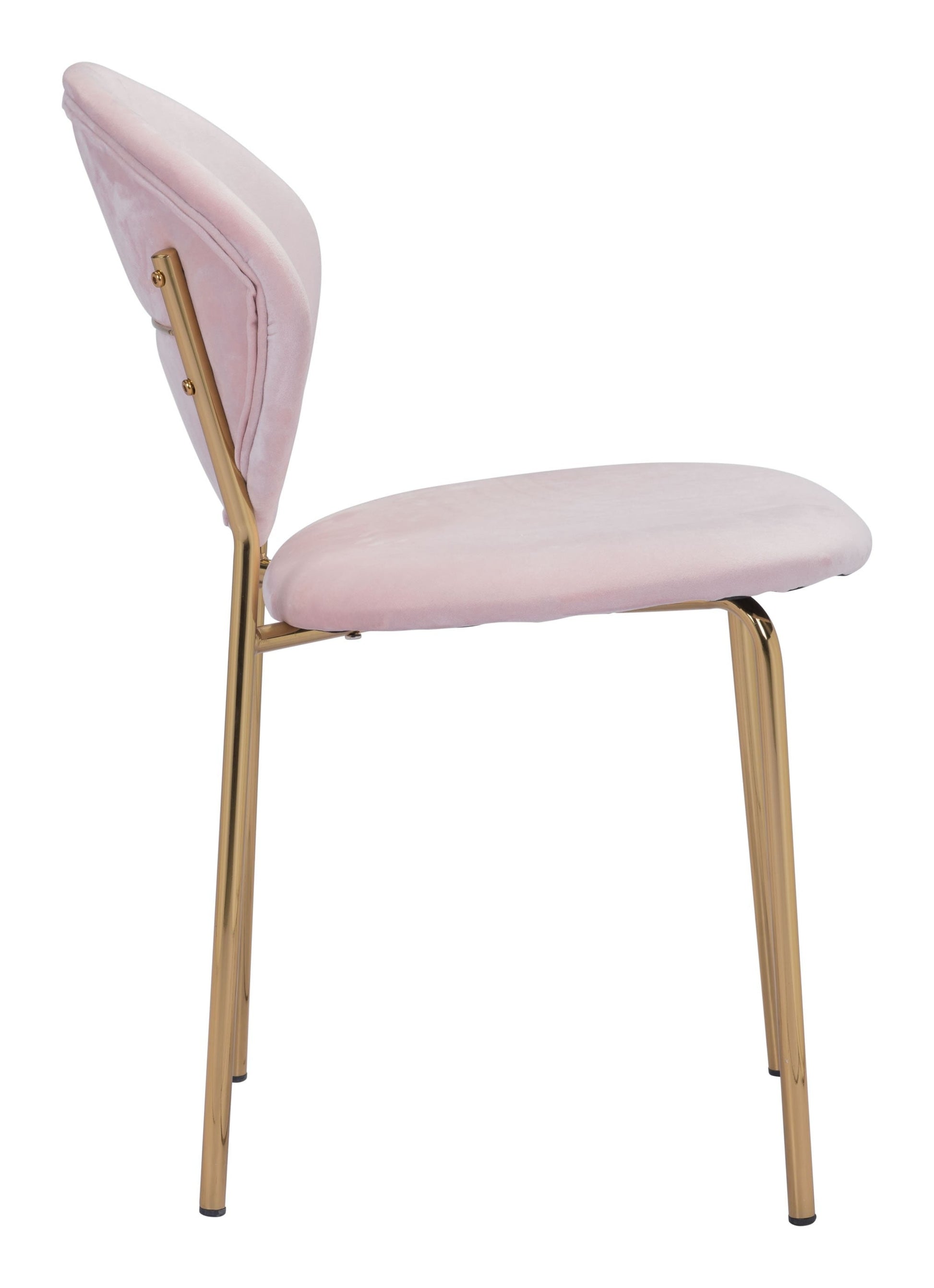 HomeRoots Stylish Pink Velvet And Gold Finish Dining or Accent Chairs in Set of 2