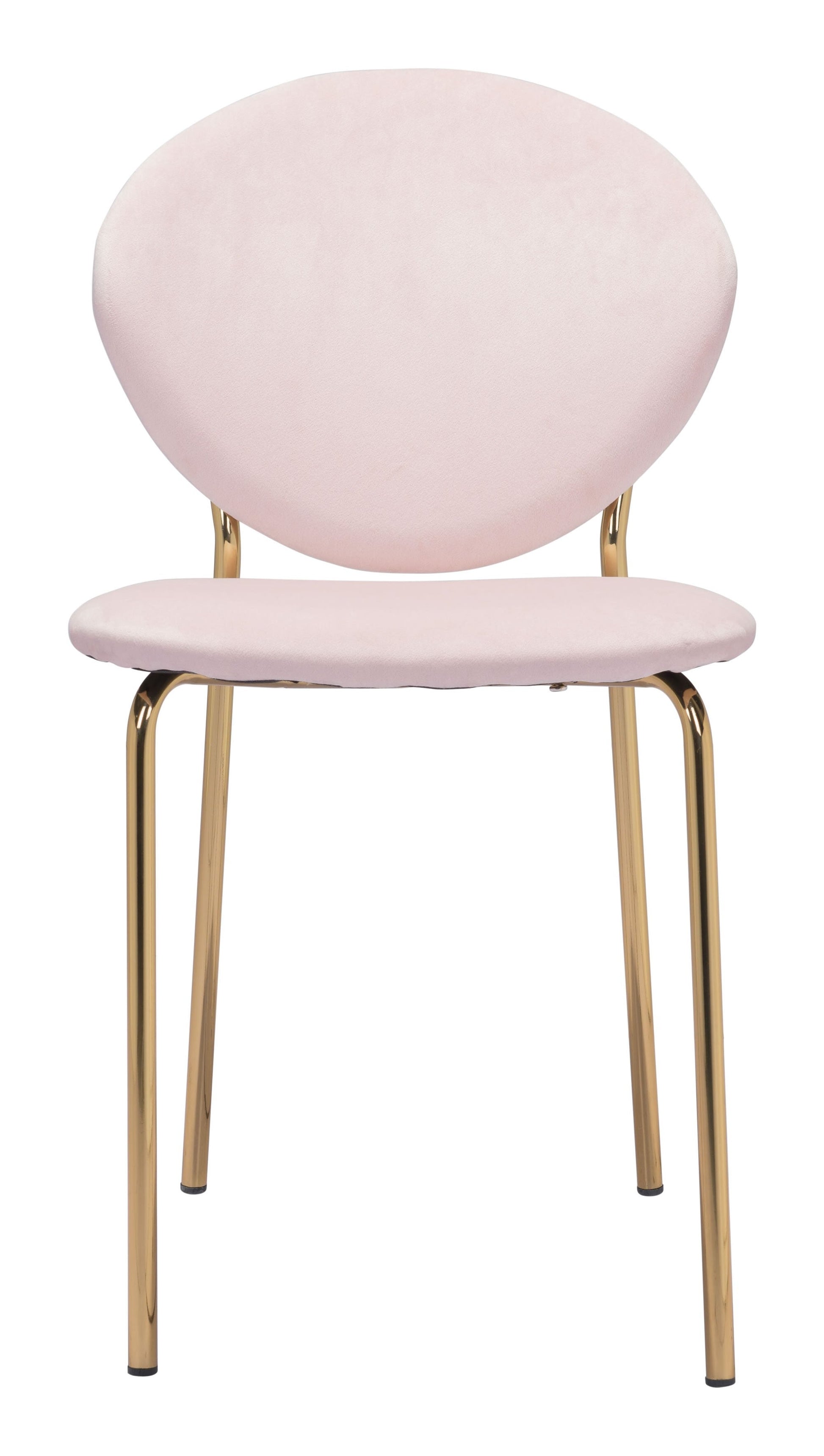 HomeRoots Stylish Pink Velvet And Gold Finish Dining or Accent Chairs in Set of 2