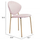 HomeRoots Stylish Pink Velvet And Gold Finish Dining or Accent Chairs in Set of 2