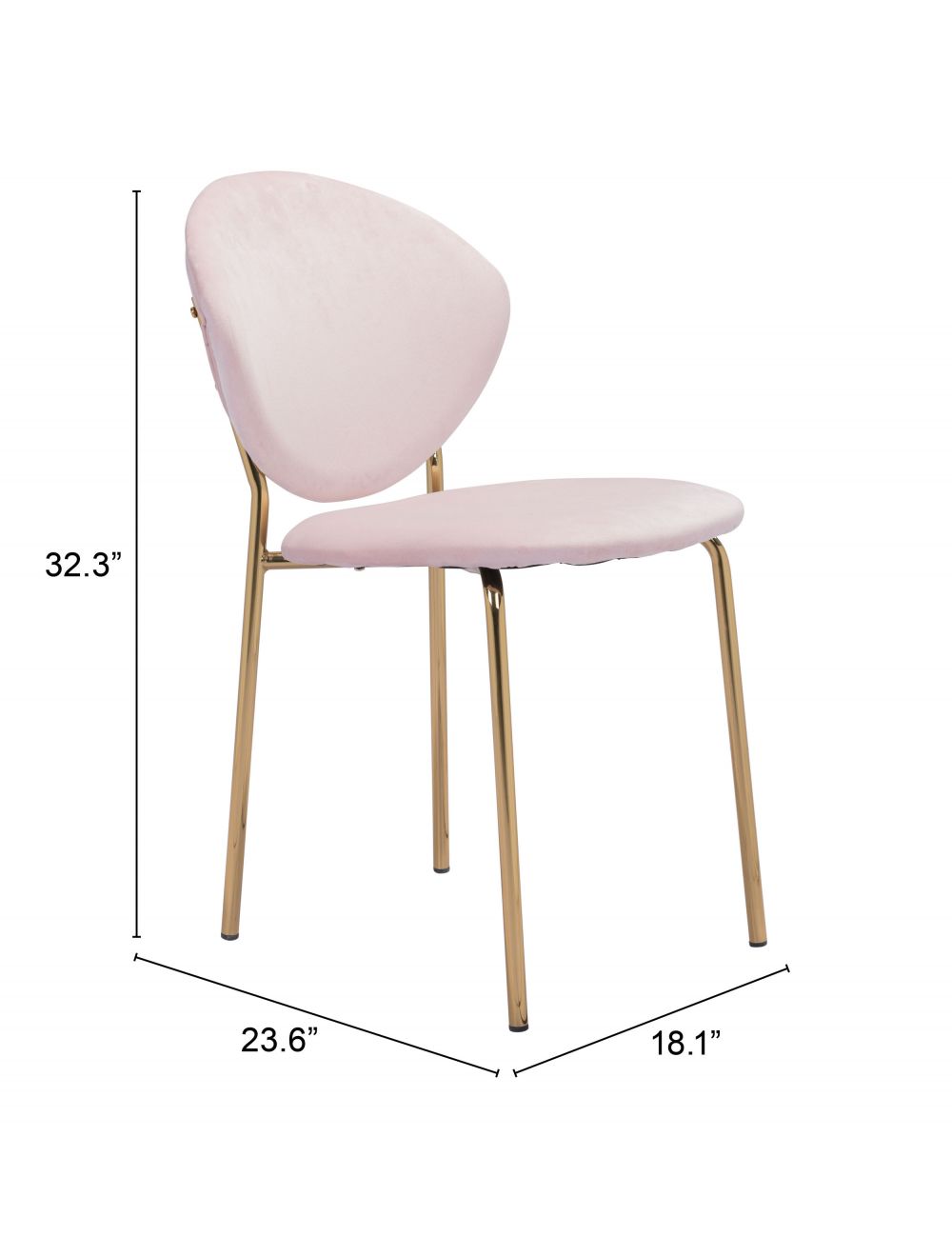 HomeRoots Stylish Pink Velvet And Gold Finish Dining or Accent Chairs in Set of 2