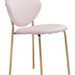 HomeRoots Stylish Pink Velvet And Gold Finish Dining or Accent Chairs in Set of 2
