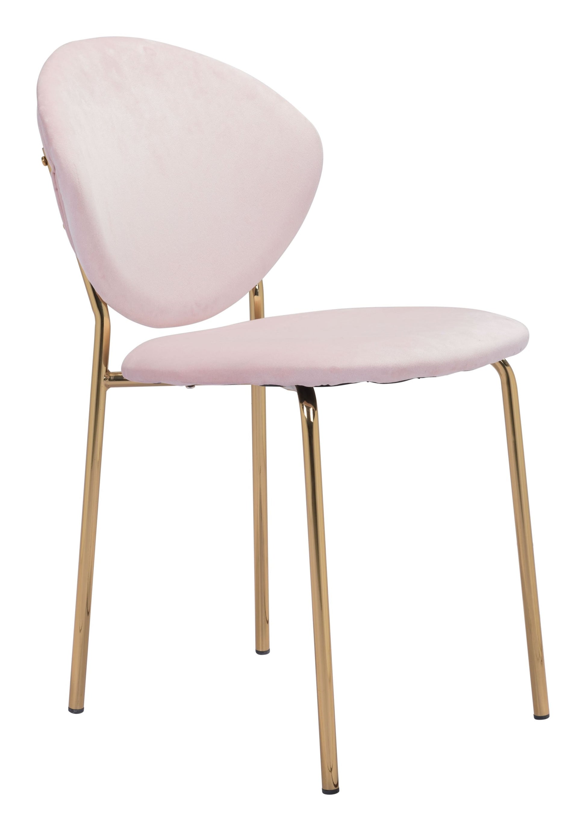 HomeRoots Stylish Pink Velvet And Gold Finish Dining or Accent Chairs in Set of 2