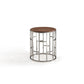 HomeRoots Stylish Round Geometric End or Side Table With Silver And Walnut Finish